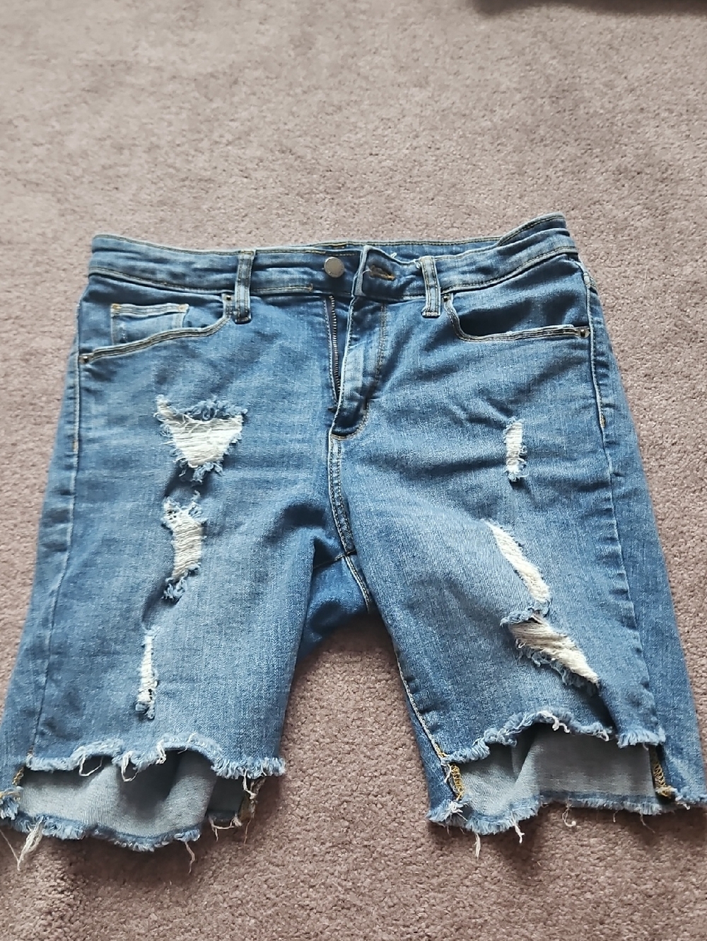 Universal Thread Distressed Denim Bermuda Shorts - Blue